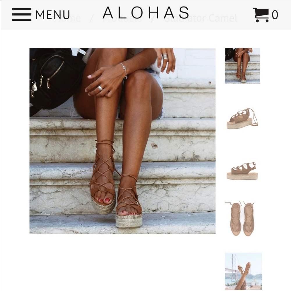 Alohas Sandals Gladiator Espadrilles in camel